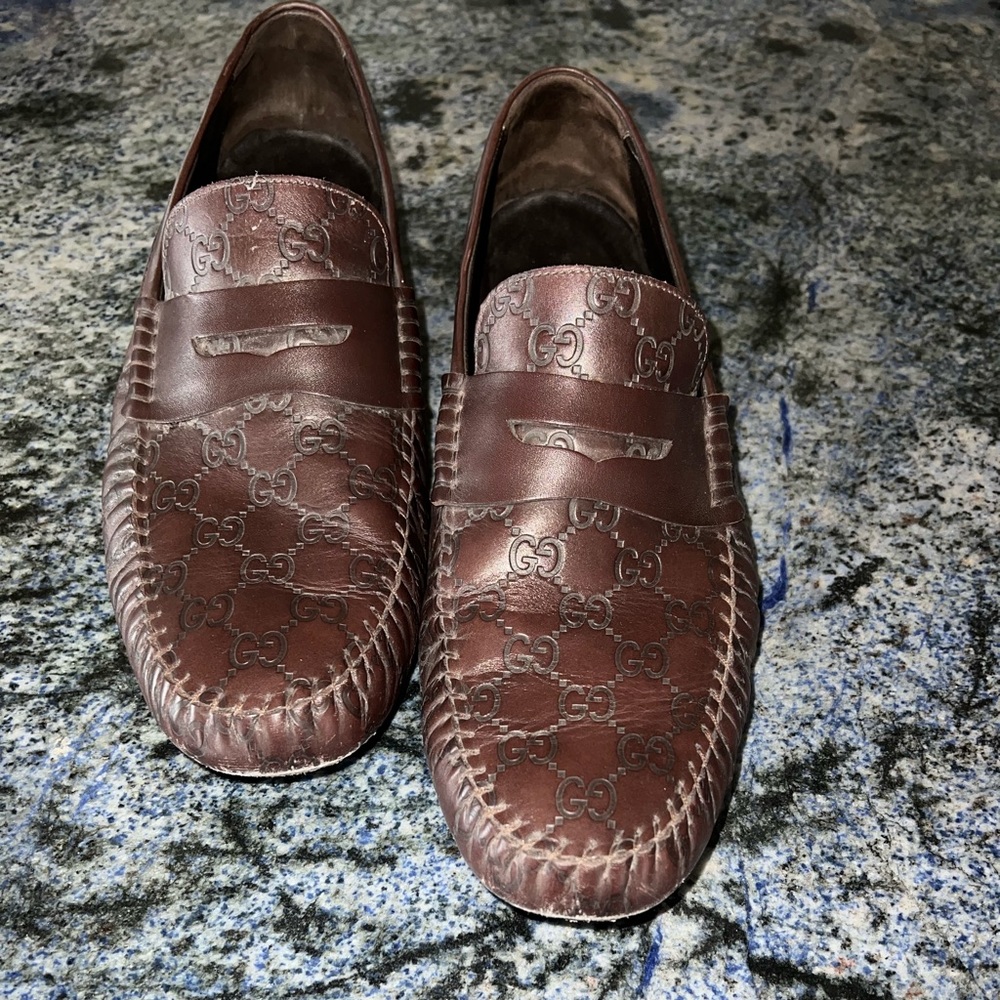 Gucci brown leather loafers men’s size 13